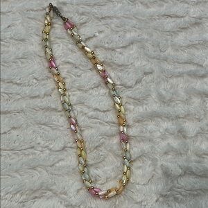Vintage roped twisted pastel acrylic tube beads beaded necklace